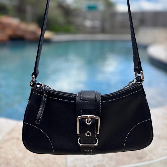 Vintage Y2K Coach Black Leather Soho Shoulder Bag – - Picture 1 of 16